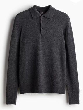 H&M Charcoal Gray Wool Polo Sweater